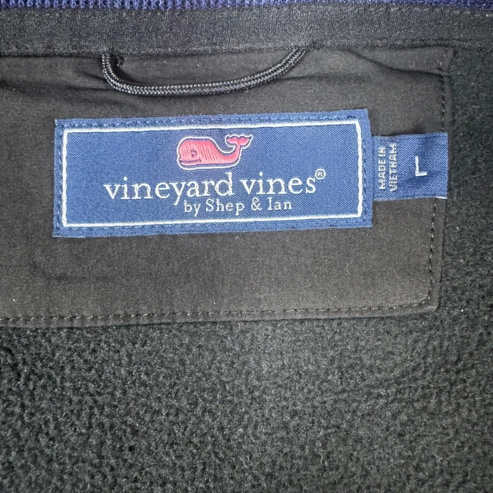 Vineyard Vines Harbor Fleece Vest Mens Large Blue Full Zip Sleeveless Jacket